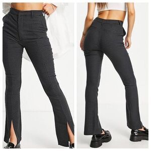 Abercrombie & Fitch Houndstooth The Skinny Ultra High Rise Dogtooth Split Leg Wi